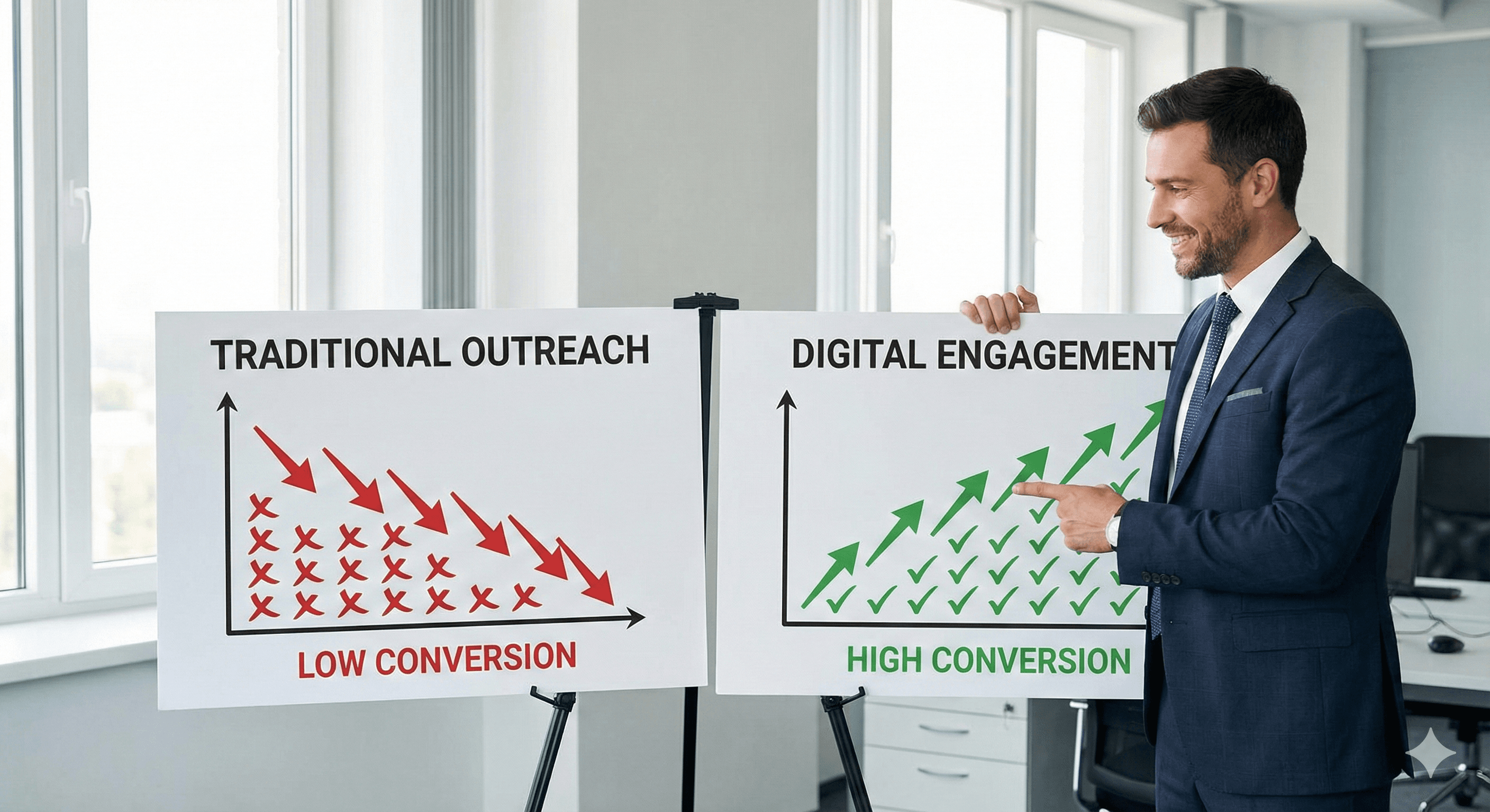 Financial advisor comparing cold leads vs branded leads conversion rates