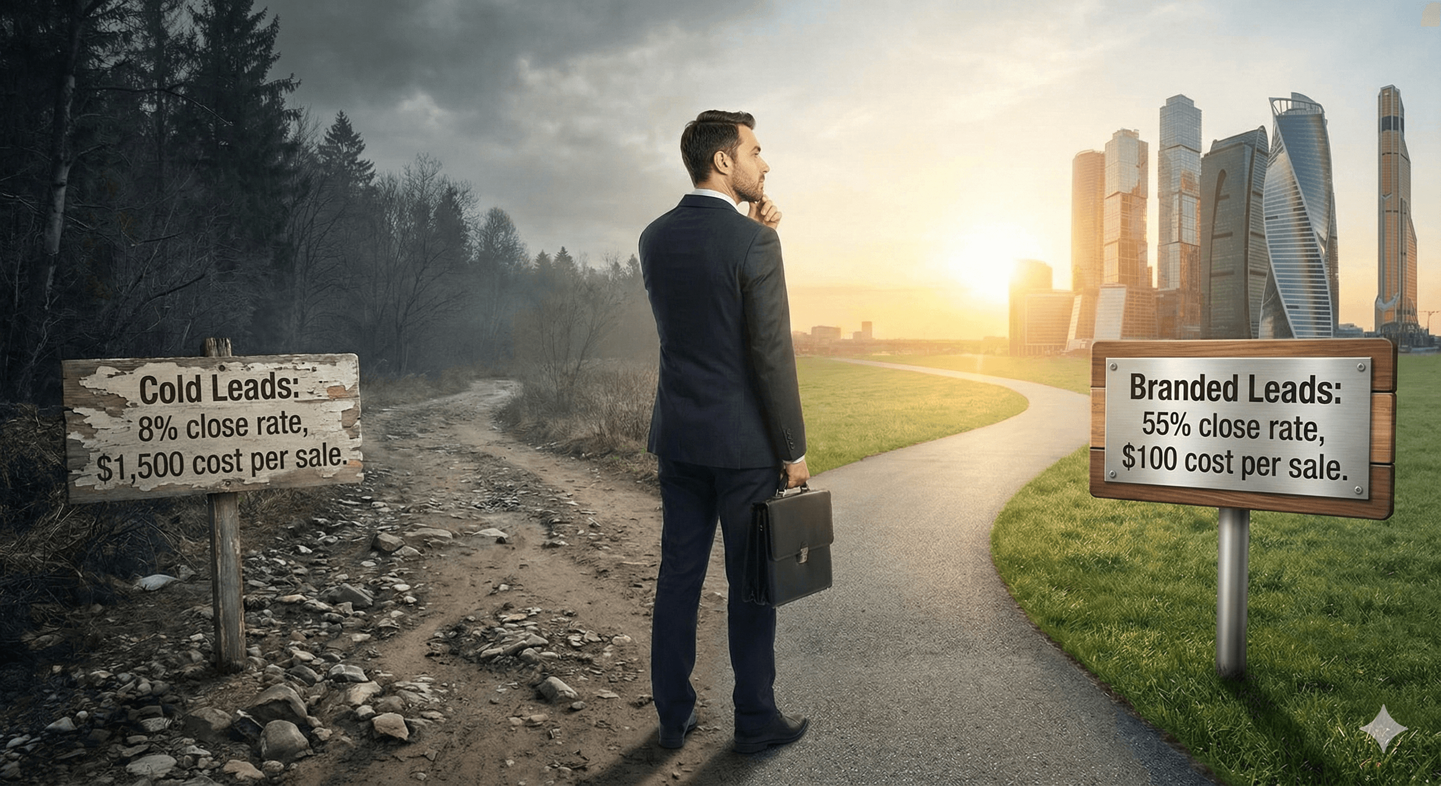 Life insurance agent comparing cold leads vs branded leads